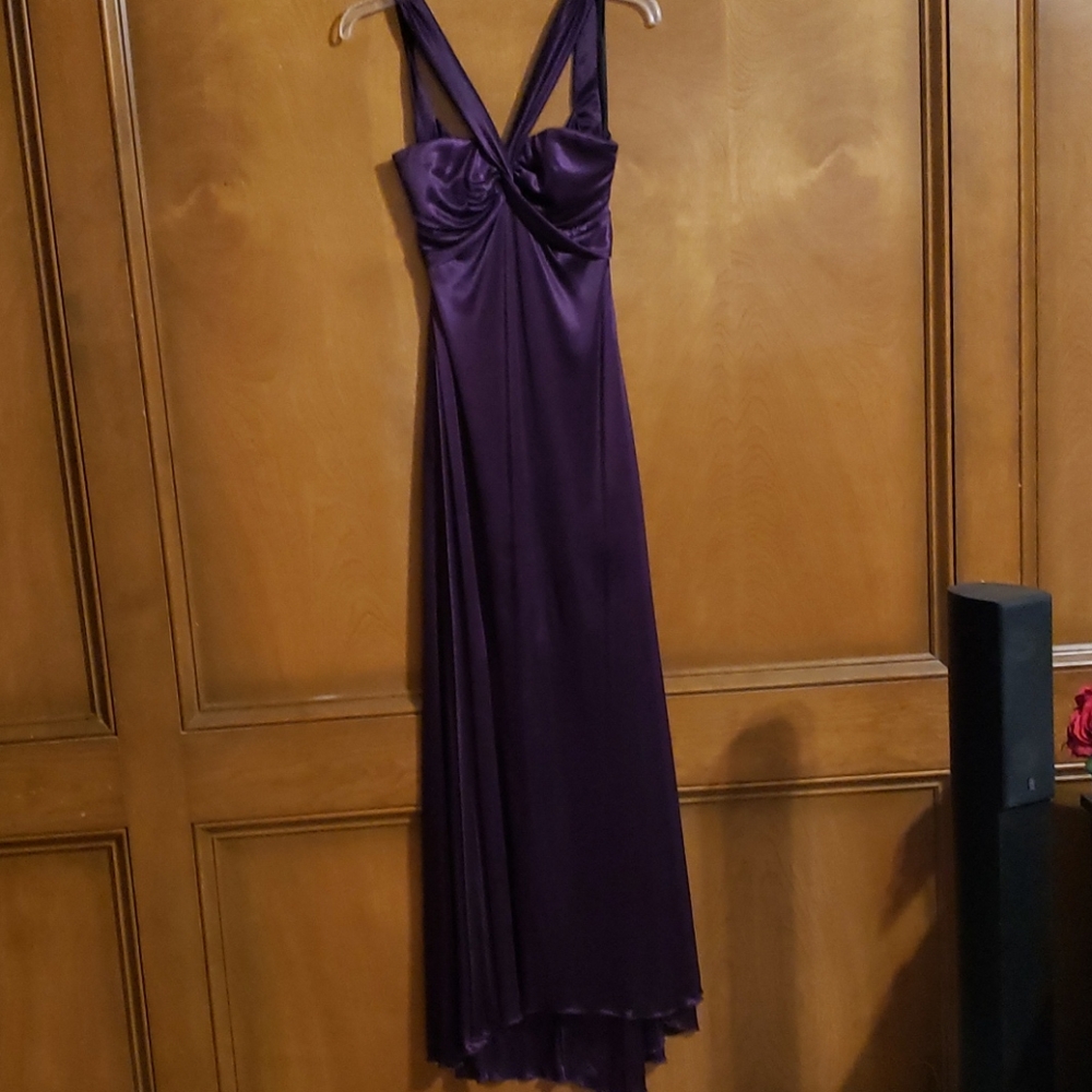 Long satin dress purple size 7